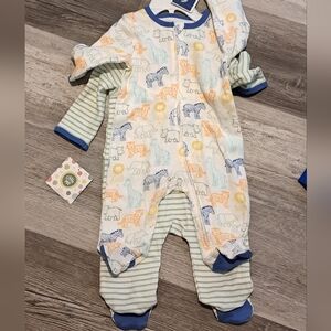 2 pack animal footie pajamas 3 months. Nwt